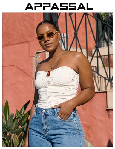 Retro Small Rectangle Sunglasses for Women Men Trendy Narrow Square Sunnies AP3729,Yellow Tortoise/Brown
