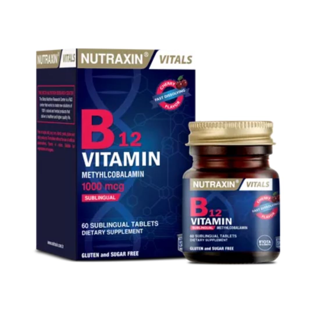 Vitals Vitamin B12 1000 mcg Tablets – High Strength Methylcobalamin Support for Energy Production, Red Blood Cell Formation, Nervous System Health & Fatigue Reduction – 60 Tablets