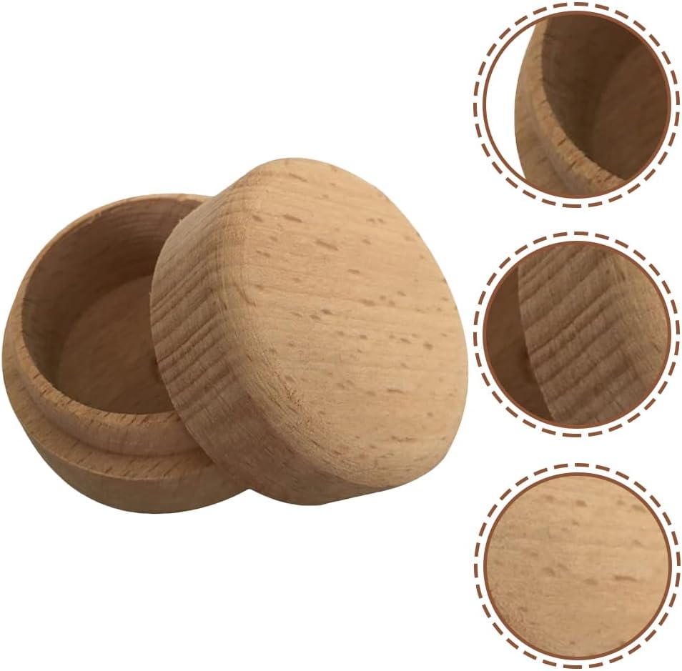ARTIBETTER Small Boxes 3pcs Round Wooden Ring Boxes with Lid Small Earring Display Box Wooden Keepsake Box for Jewelry Earrings Necklace Proposal Engagement Birthday Wedding Ring Box (Pack of 2)