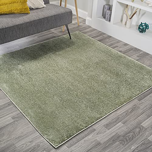 JONATHAN Y Haze Solid Low-Pile Green 6x6 Square Indoor Area Rug, Coastal,Bohemian,Minimalist,Classic, Easy-Cleaning for Living Room,Bedroom,Kitchen,Pet Friendly,Non-Shedding (SEU100O-6SQ)