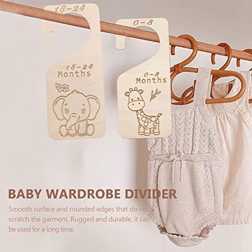 7 Pieces Wood Baby Closet Dividers, Baby Closet Organizers from Newborn to 24 Month, Baby Clothes Organizers, Nursery Hanger Decor for Boys Girls Infant Wardrobe