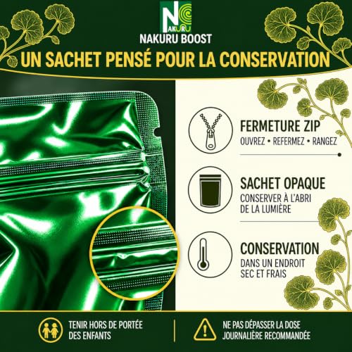 NAKURU | Gotu Kola | 90 Gélules de 325mg | Gamme Boost | Fabriqué en France | "Centella Asiatica !" | (90 Gélules de 325mg / Poids Net: 29,25g) – vue 5