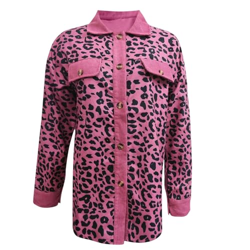 Shackets for Women 2024 Corduroy Leopard Print Jacket Casual Button Down Long Sleeve Blouse Fall Fashion Winter Coat3
