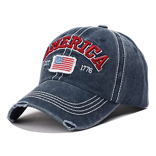 America Usa Eagles Flag Est 1776 Cap Hat-Breathable Ball Cap Baseball Cap Adjustable Size For Men And Women Embroidered (Navy) #TOP2