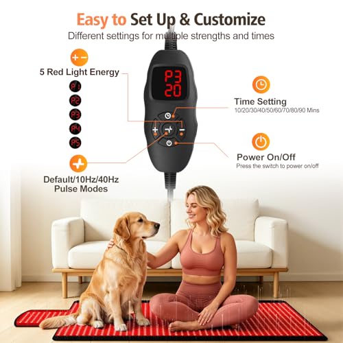 Full Body Red Light Therapy Mat, 2in1 LEDs (660nm& 850nm) Red Light Therapy Blanket, Premium Material, Adjustable Timer & Intensity by siyiteng - Used condition - Image 4