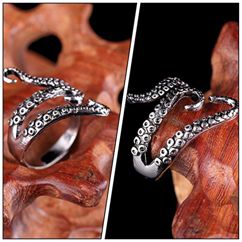 Holibanna 4 anéis vintage estilo punk polvo dragão cobra anéis ajustáveis rock declaração (polvo, ga