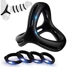 Male Soft Silicone Squeeze Set, 3D Encompass Ring +Dot Rings, Flexible Stretchy Lightweight Adjustable, Steadily Improving Daily Exercise Fitness, Enhancing Family QualityBlack