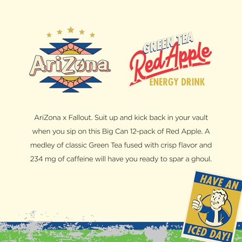 Image of AriZona x Fallout Energy Drink - Red Apple Green Tea 22 fl oz (12 Pack)