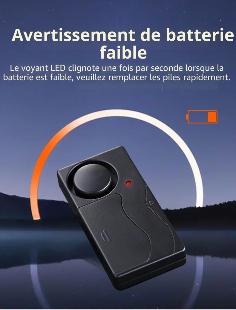 Mengshen Lot de 3 détecteurs de mouvement anti-vol 110 dB - Sensibilité forte - Réglable - Système de sécurité pour porte, fenêtre, vélo, moto, maison