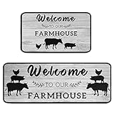Farmhouse Style Kitchen Rugs Set 2 Pieces Non Skid Kitchen Floor Rugs and Mats Kitchen Runner Rug Co