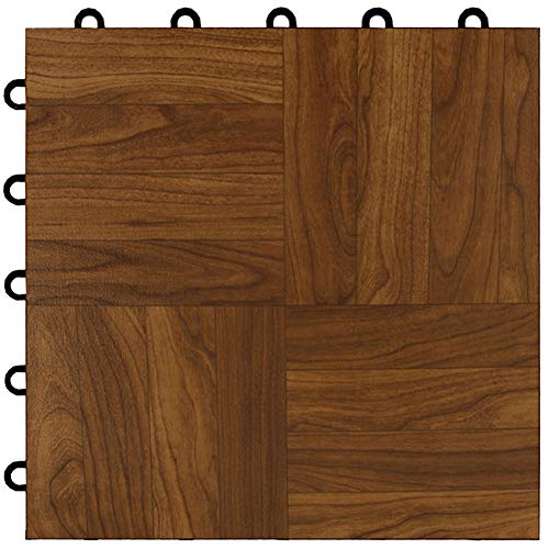 Greatmats Max Tile Wood Grain Interlocking Tiles For Basement, 20 Pack (Dark Oak Parquet) #TOP13