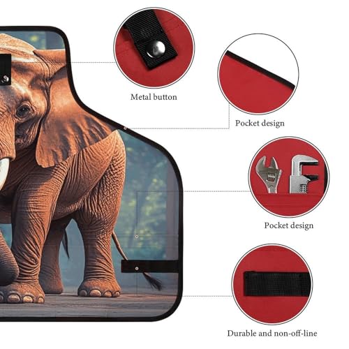 Delantal rojo para taller con ajuste y bolsillos miniatura 3