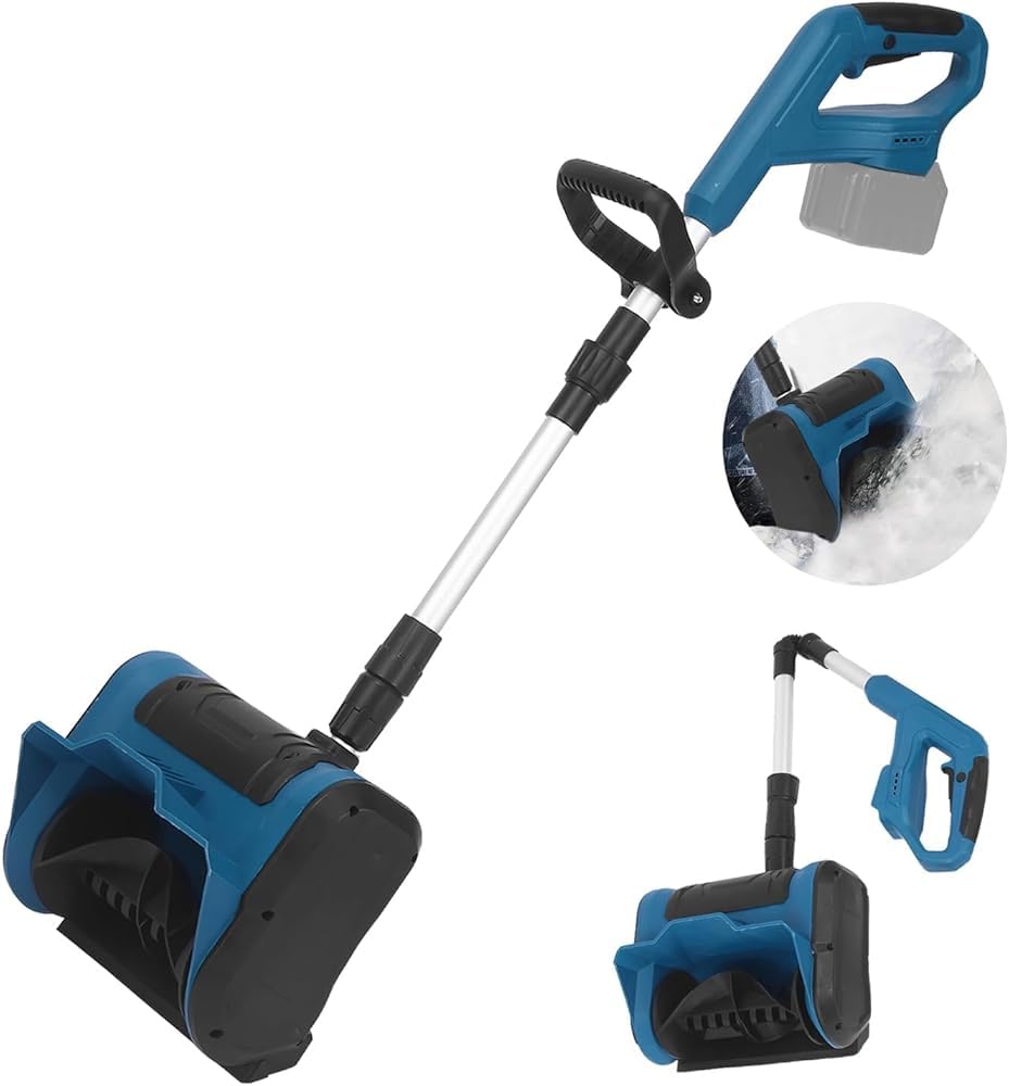 Spazzaneve senza fili con design pieghevole, due batterie incluse, altezza massima della neve 20 cm, distanza di lancio 8 m, ideale per tutti i tipi di strada