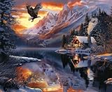 Puzzle 700 Piezas Adultos Águila Río Mountain, Desarrolla la Concentraciòn y la Logica Desafío de Entretenimiento para la Mente, Puzzles 700 Piezas 52 x 38 cm