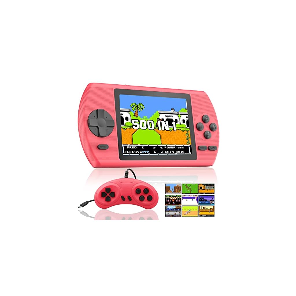 JAMSWALL-Handheld-Game-Console-500-Classical-FC-Games-35-Inch-Screen-1020mAh-Rechargeable-Battery-Portable-Retro-Video-Game-Console-Support-for-Connecting-TV-and-Two-Players-Red