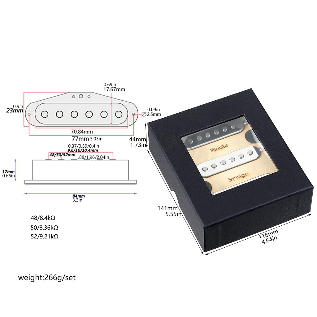 Alnico 5 Tonabnehmer-Set Single Coil Gitarre SSS Tonabnehmer Hals/Mitte/Steg für Stratocaster E-Gitarre Ersatzteil Silber