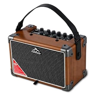 EASTROCK 15W Electric Guitar Amp, EGA-15W Portable Guitar Amplifier with Bluetooth, Built-in Looper & Drum Machine Speaker, AUX/OTG/Headphone, 8 Voices, FX Effects-Wood - Les Beatles, Paul McCartney, John Lennon, RIngo Starr, George Harrison