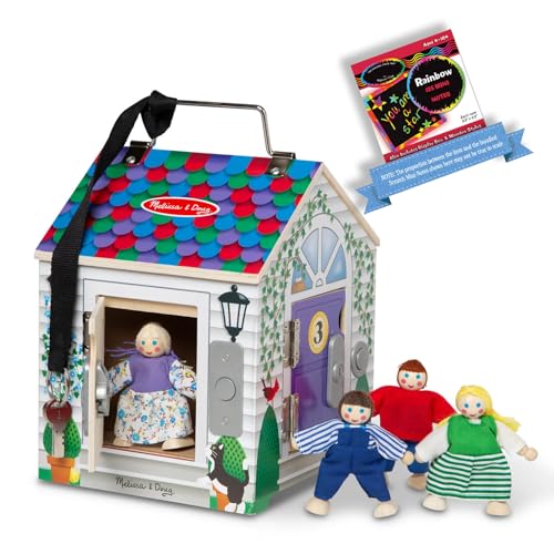 Melissa & Doug Deluxe Wooden Doorbell House & 1 Scratch Art Mini-Pad Bundle (02505)