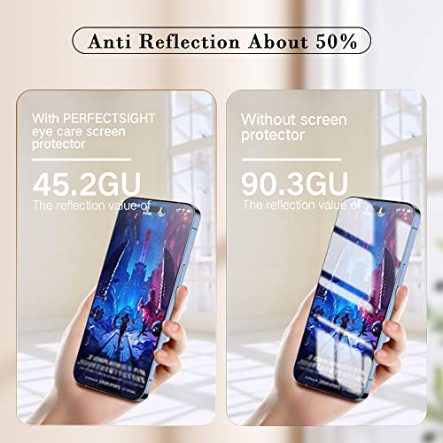 PERFECTSIGHT Sapphire Anti Glare Blue Light Blocking Screen Protector Designed for iPhone 14 Pro, [Medical-Grade Eye Protection] Filter 8 Radiations Matte Diamond Hard Tempered Glass (6.1 inch) - Thumbnail 4
