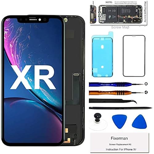Fixerman for iPhone XR Screen Replacement 6.1 inch Full HD, LCD Display Touch Screen Digitizer Assembly with Repair Tools - Model A1984, A2105, A2106, A2108