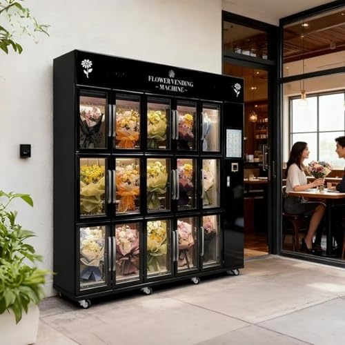 Automatic Flower Vending Machine, Self Service Floral Bouquet Dispenser with 9-30 Flexible Cells, Flower Vending Kiosk with Remote Monitoring Perfect for Shopping Centers and Gift Retail Areas