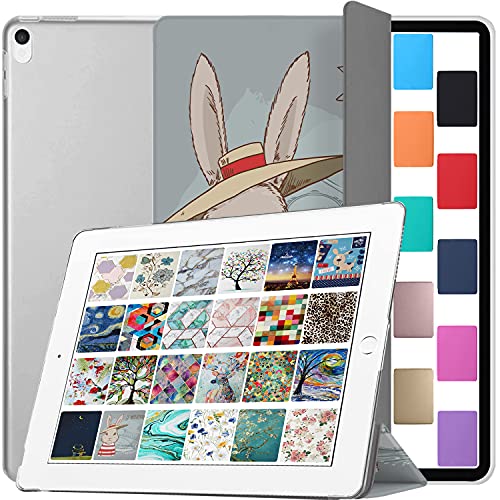 Image of DuraSafe Cases for iPad 10.5 Inch 2017 Air 3 2019 [ PRO 10.5 Air 3rd Gen ] A1701 A2152 A2123 MUUL2HN /A MUUK2HN /A MUUJ2HN /A MQDX2HN /A PrintediPad Cover with Translucent Frosted Hard Back - Bunny Hat