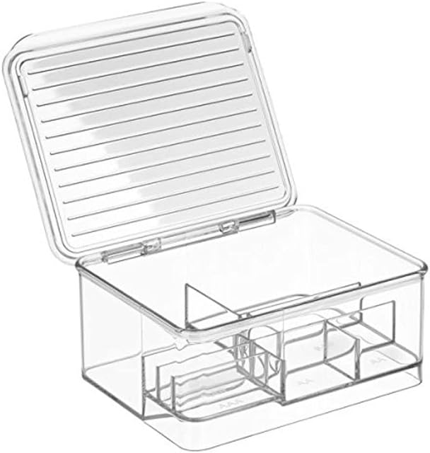 Idesign 63910 Eu Pudełko do Przechowywania Baterii, Tworzywo Sztuczne, Przezroczysty, 14.2 x 17 x 7.6 cm
