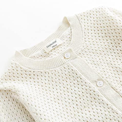 Simplee Kids Baby Girl White Sweater Knitted Cardigan For Toddler 1-7Years Open Front Coats Spring Summer Kids Solid Jacket White 4-5Years #TOP3