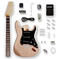 electric guitar kits . mahogany wood body comes with unpolished okoume body, maple neck &composite ebony fingerboard with black pickguard and all electronic parts it is easy to build your own electric guitar.We have included instructions with the pro...
