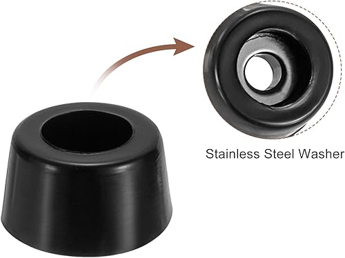 Miniatura 3 de uxcell 10 pies de goma para parachoques, almohadillas redondas de 0.28 pulgadas de alto x 0.51 pulgadas de ancho con arandela de acero inoxidable y