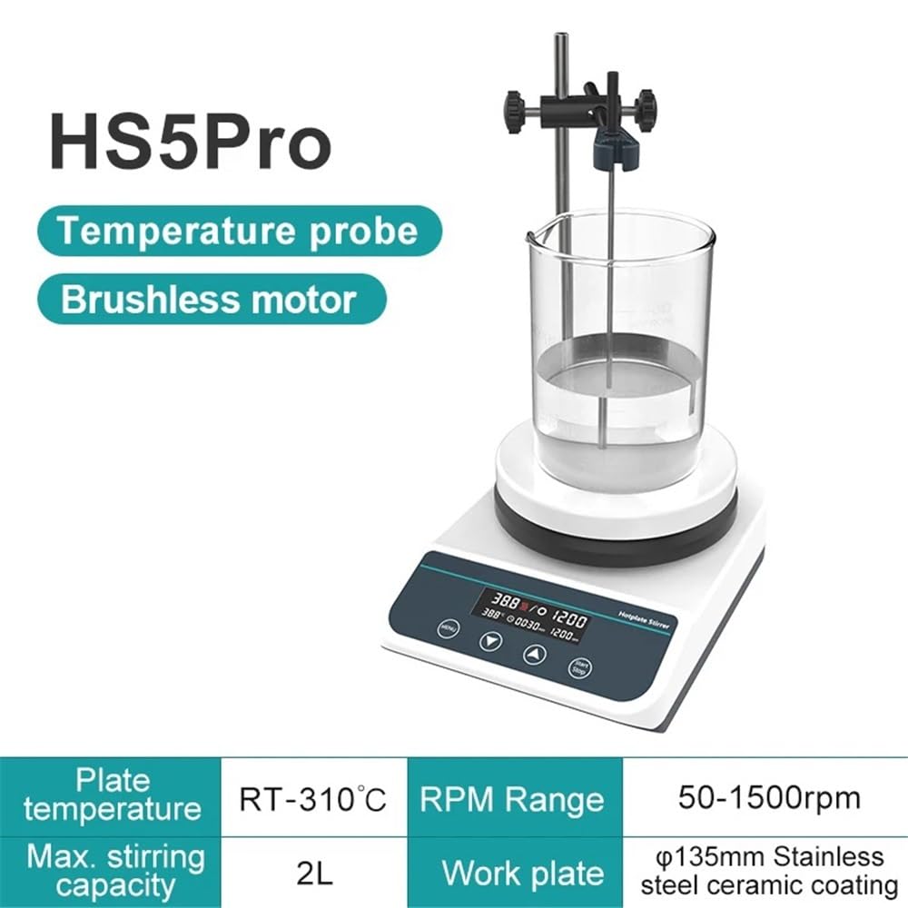 Szkło laboratoryjne Ogrzewane mieszadło magnetyczne z ogrzewaniem, cyfrowy termostatyczny mieszadło, laboratoryjna płyta grzewcza mikser 20 l(HS5Pro (2L LCD))