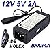 Produktbild TOP CHARGEUR * Netzteil Netzadapter Ladekabel Ladegerät 12V 5V 2A 5 PIN für MOLEX IDE für Festplatte HDD