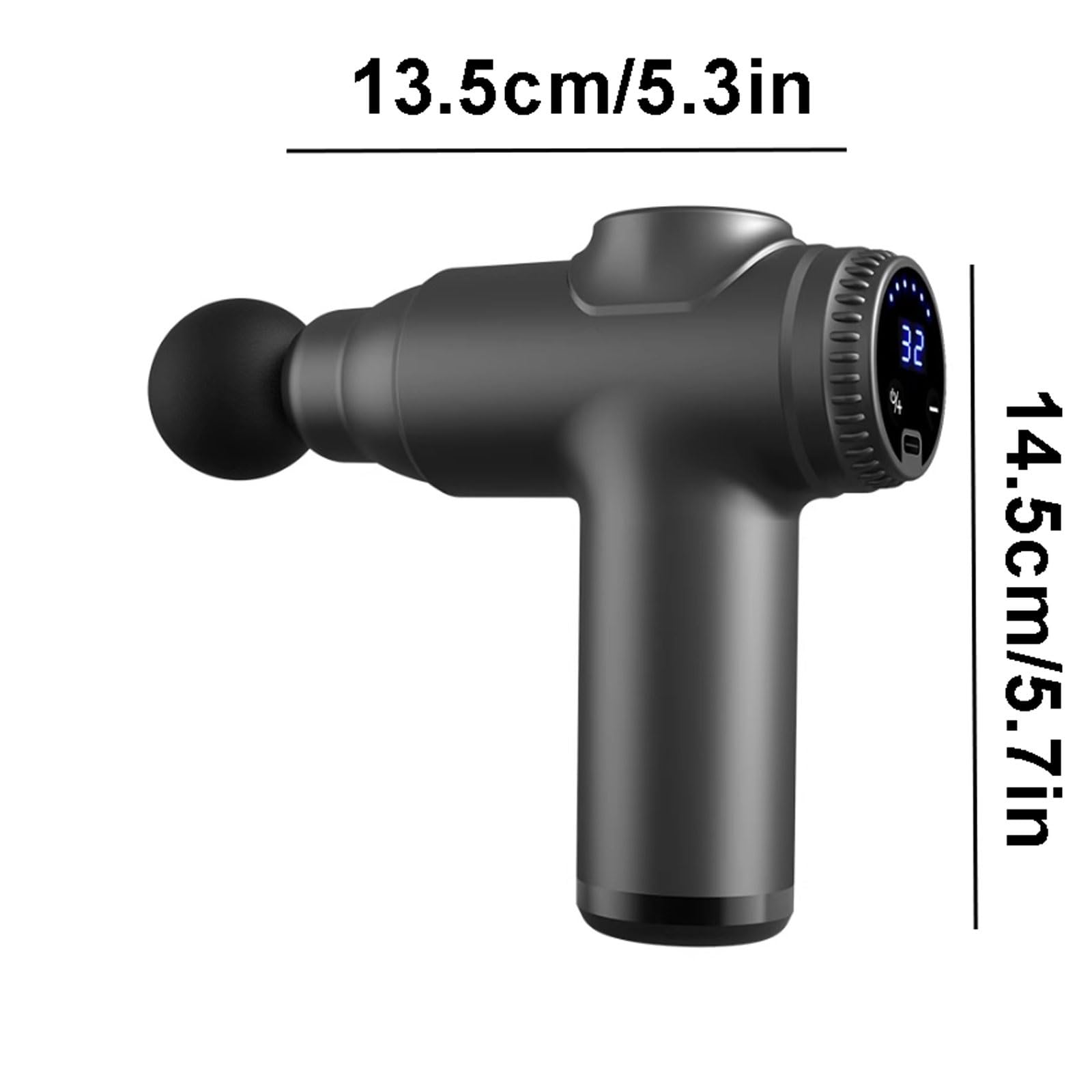Portátil Pistola de masaje de plástico con 32 velocidades y 4 cabezales de masaje. Potente y silenciosa, masaje de tejido profundo con estuche de transporte. poderoso(Grey)