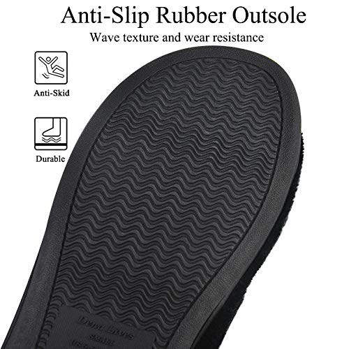 Dl Women's Flip Flop Memory Foam Slippers With Cozy Terry Lining Soft Thong Slippers Slip On House Shoes With Indoor Outdoor Arch Support Rubber Sole, Black, 9-10 #TOP5