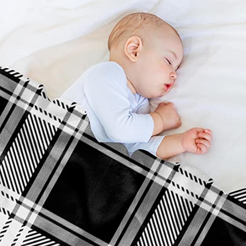 Throw Blanket, Bed Blanket, Comfort, Soft, Fluffy, For Boys Girls, Plaid Check Tartan Black White Vintage #TOP5