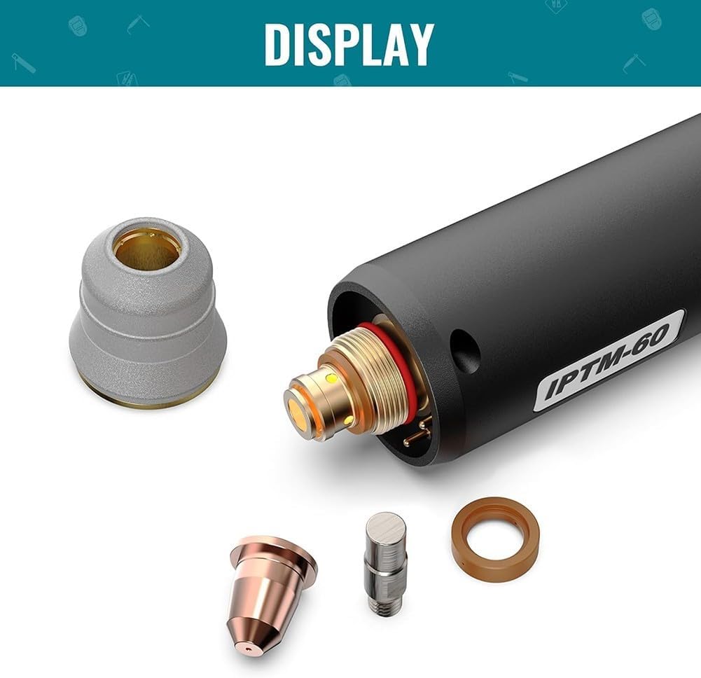 PTM-60 Plasma Cutting Torch for IPTM60 PT-60 CNC Machine, 60A Non-HF Pilot Ignition with 20ft Armored Cable, Compatible for Everlast PowerPlasma 50s/60s, Longevity FORCECUT 42i/62i