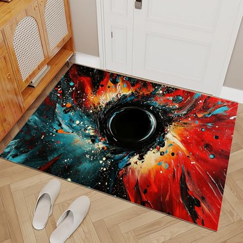 Tapis Illusion Abîme 60x90cm Graffiti Abstrait Moquette Lavable - 3