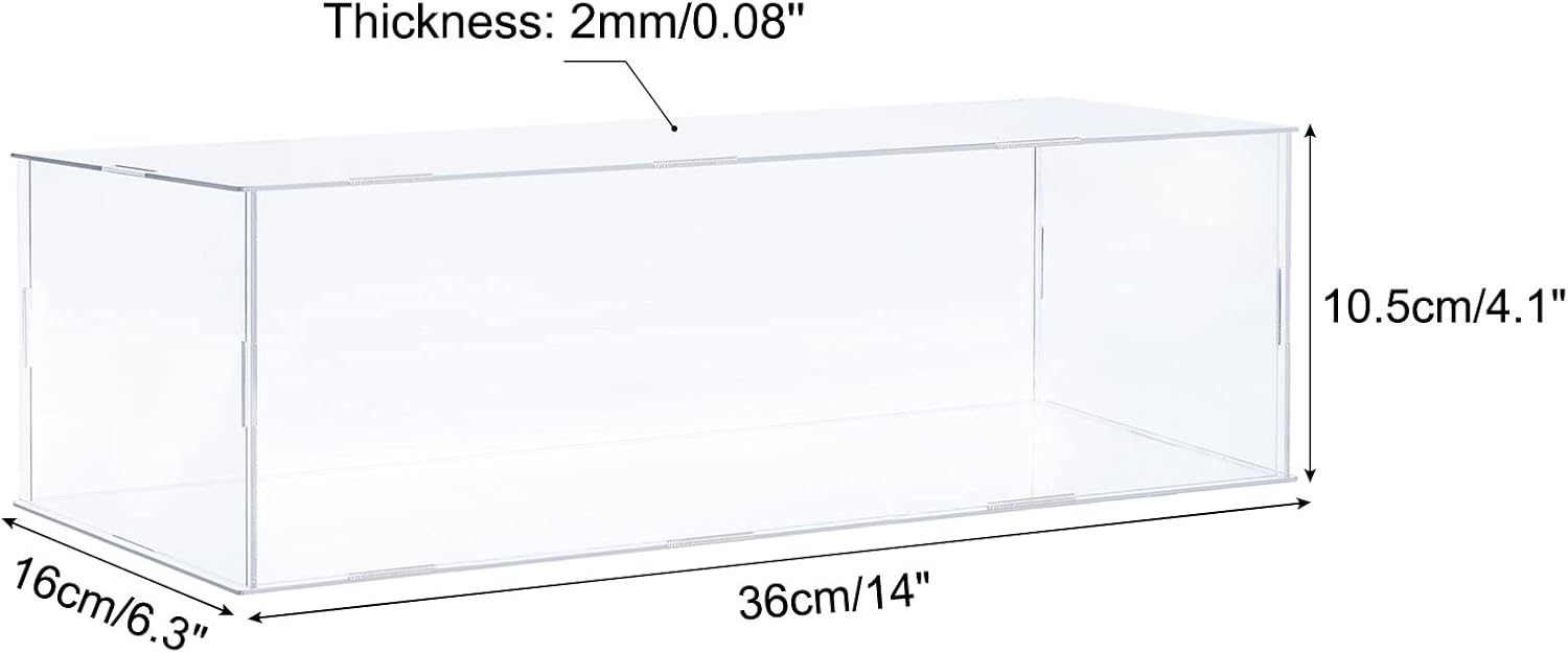 MECCANIXITY Acrylic Display Case Plastic Box Clear Assemble Dustproof Showcase 14x6.3x4.1 Inch for Collectibles Items