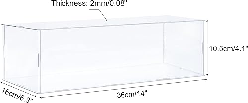 Miniatura 2 de MECCANIXITY Vitrina de acrílico Caja de plástico transparente montar escaparate a prueba de polvo 14x6.3x4.1 pulgadas para artículos coleccionables