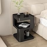WANLIAN Nightstand End Table Bedside Table, ins Modern Geometry Nightstands,Solid Iron Night Stands for Bedroom, Living Room, Sofa Couch (Black)