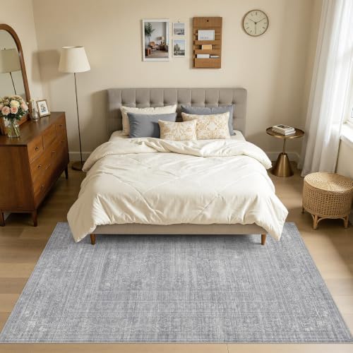 DMOYEST 160x230 Teppich Wohnzimmer Grau Vintage Waschbar – Ansicht 2