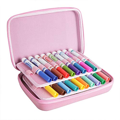 Hermitshell Travel Case for Crayola Ultra Clean Washable Broad Line Markers 44 Classic Colors (Only Case) (Pink)
