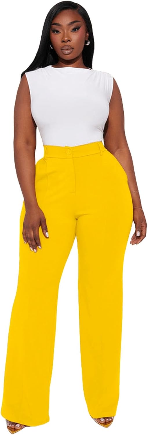 Women Stretchy Work Pants High Waisted Wrinkle Free Dressy Pants Lightweight Business Casual Trousers