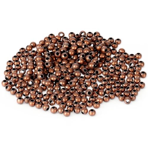 300Pcs 3mm Antique Copper Round Spacer Beads, 0.12inch Smooth Ball