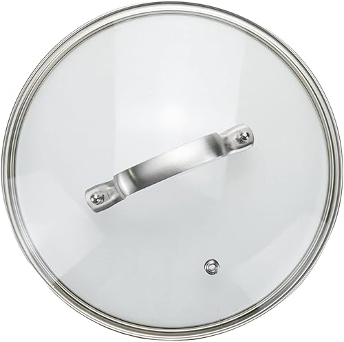 Miniatura 10 de Tapa de cristal transparente de 9 pulgadas para sartén de repuesto, puede soportar 356 F (356.0 F) con mango de puente de arco de acero inoxidable,