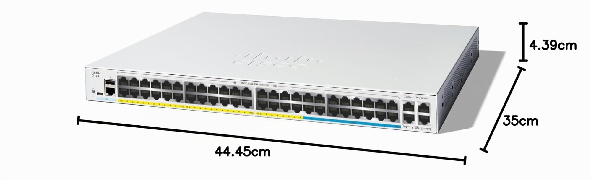 Cisco Switch gestionado Catalyst 1300-48MGP-4X, 32 Puertos GE, 16 Puertos 2,5GE, PoE, 4x10GE SFP+, protección Limitada de por Vida (C1300-48MGP-4X)