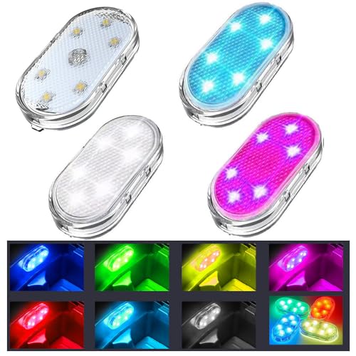 Luces LED interiores recargables para auto, 4 piezas