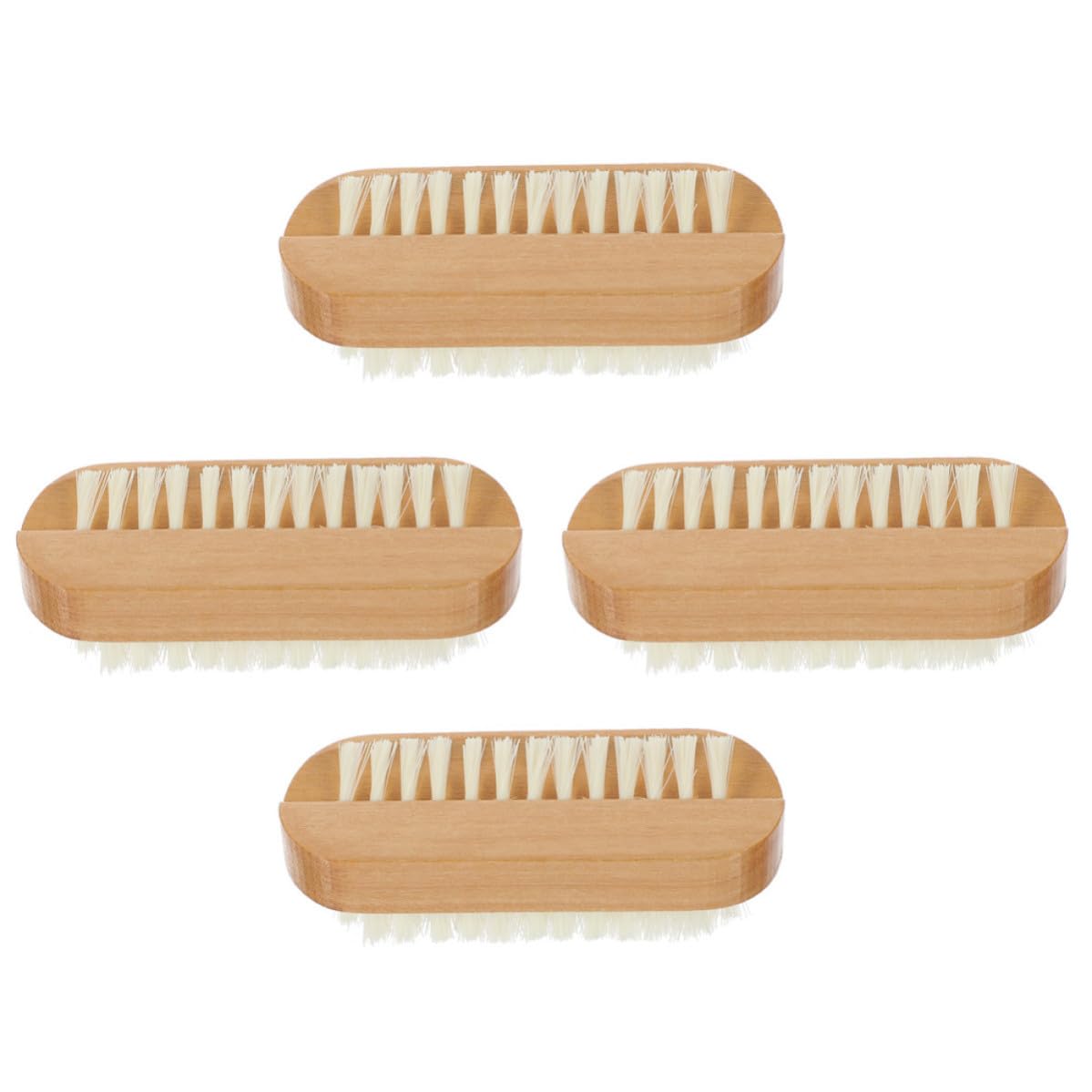 WOONEKY 4pcs Portable Fingernail Brush Set Made of Lotus Wood and Pp with Soft Angled Bristles for Easy Cleaning of Nail Crevices, Suitable for Finger and Toenail Care in Salon