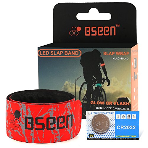 Bseen Led Lighted Armband For Running - 2Nd Generation Heat Seal Led Slap Bracelet, Light Up Event Sport Wristband (Red-Design Ii) #TOP3