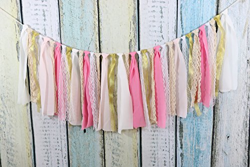 Lace Tassel Garland Fabric Garland Rag Tie Garland Shabby Chic Blush banner Wedding Backdrop Wedding Decor Baby Shower Party Decor Home Decor Wall Hanging Bedroom Decor 4Ft